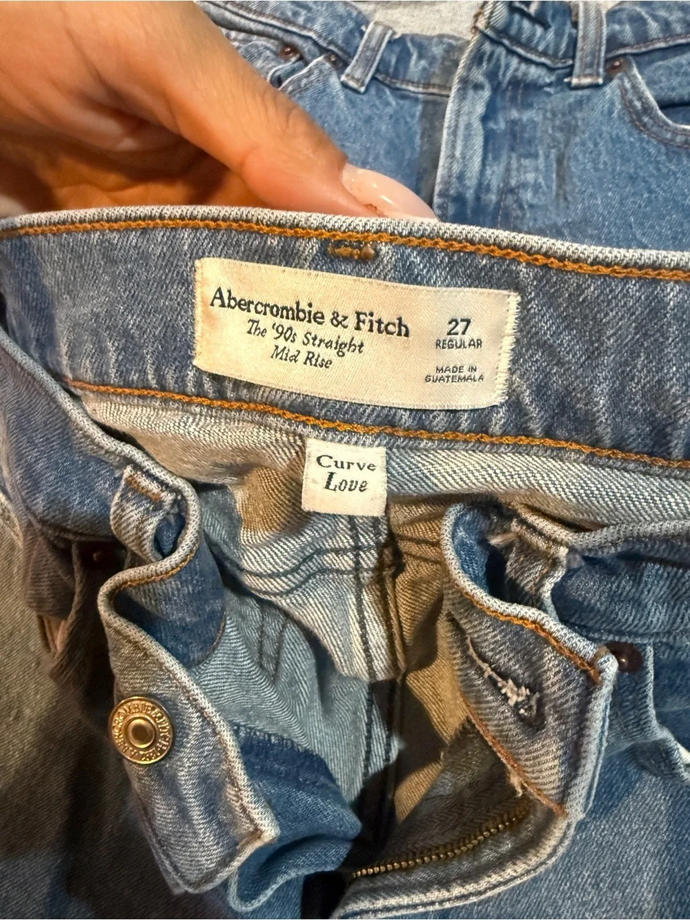 Abercrombie & Fitch The 90’s straight mid rise Curve Love jeans size 27 regular - Picture 4 of 5